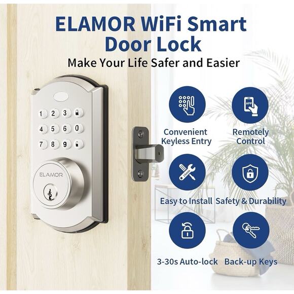 Electronic Keyless Entry Door Lock Digital Code Keypad - Picture 6 of 7